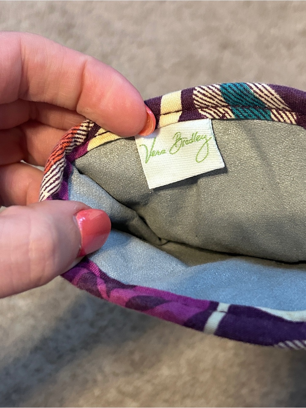 Vera Bradley Quilted Floral Pouch in Purple, Teal & Cream for Heat Styling - Picture 2 of 3